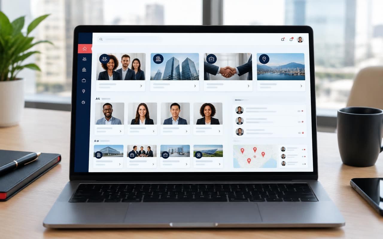 Community discovery dashboard showing people, businesses and opportunities